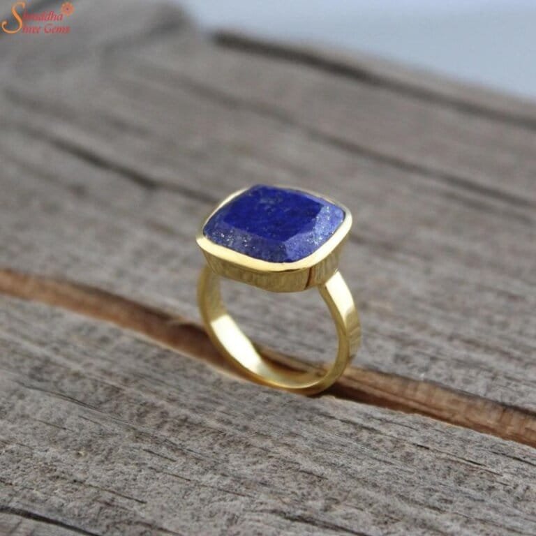 Natural And Certified Lapis Lazuli Ring In Sterling Silver Or Panchdhtu