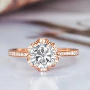 flower shape moissanite diamond engagement ring