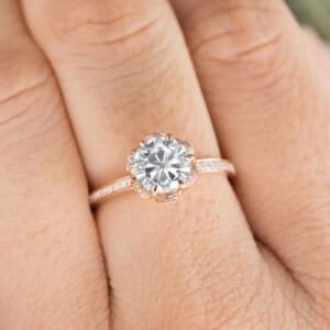 flower shape moissanite diamond engagement ring