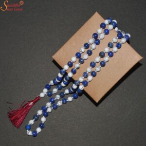 Natural Howlite And Lapis Lazuli Beads Mala