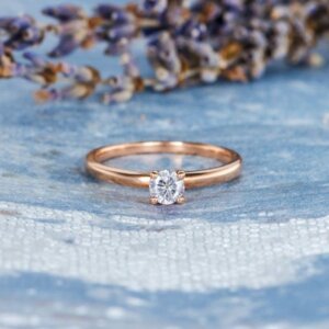 Solitaire Dainty Moissanite Diamond Ring, Mini Stone Ring