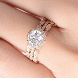 moissanite diamond engagement ring set