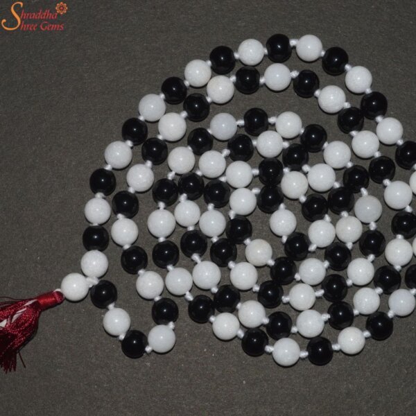 moonstone and black tourmaline beads