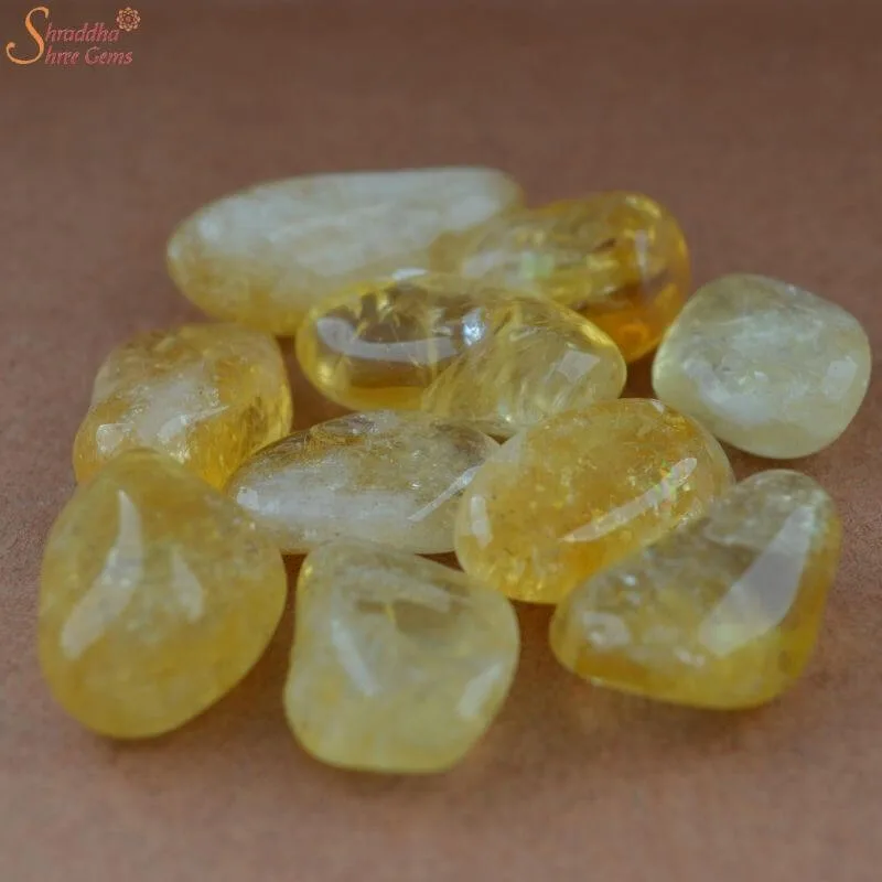 natural citrine tumble stone