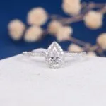 pear cut moissanite diamond engagement ring