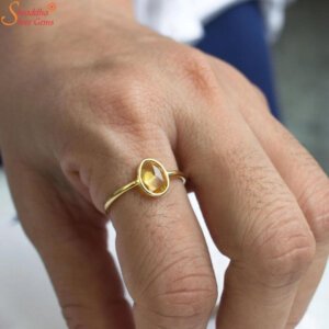 pear shape citrine gemstone ring
