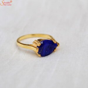 Natural Pear Shape Lapis Lazuli Gemstone Ring