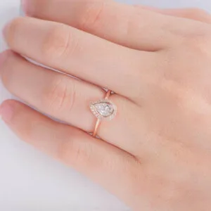 pear shape moissanite engagement ring