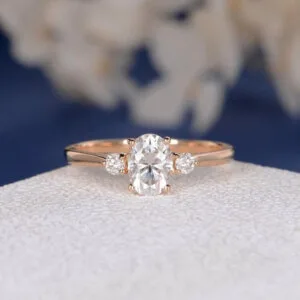 rose gold moissanite diamond bridal ring