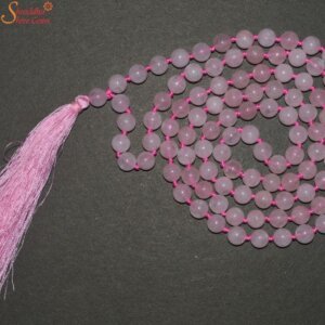 Natural Rose Quartz Beads Mala, 6 to 8 MM Gemstone Beads Necklace