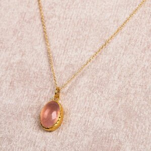 Natural Rose Quartz Pendant, Rose Quartz Gemstone Necklace