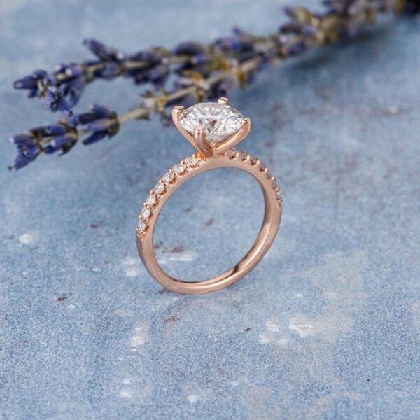 1.04ct Round Sapphire Low Profile Diamond Halo Ring In 18K Yellow Gold –  Anueva Jewelry