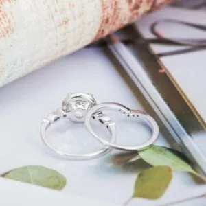 round shape moissanite ring set