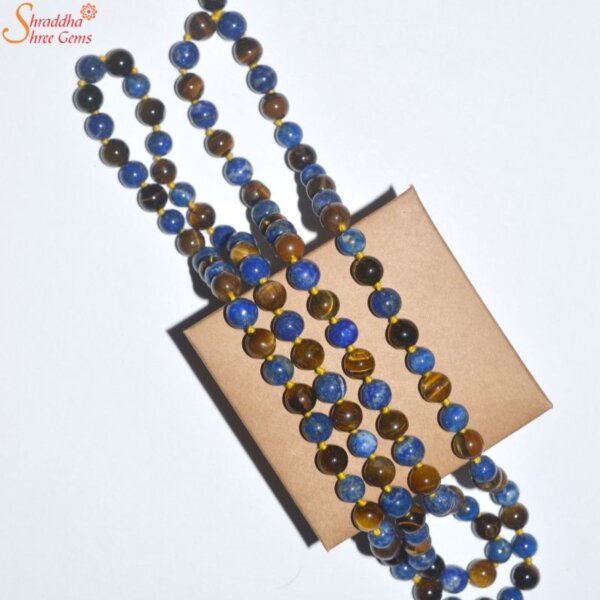 tiger eye and lapis lazuli beads necklace