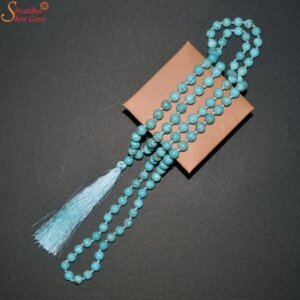 Natural Turquoise Beaded Mala, Gemstone Beads Necklace