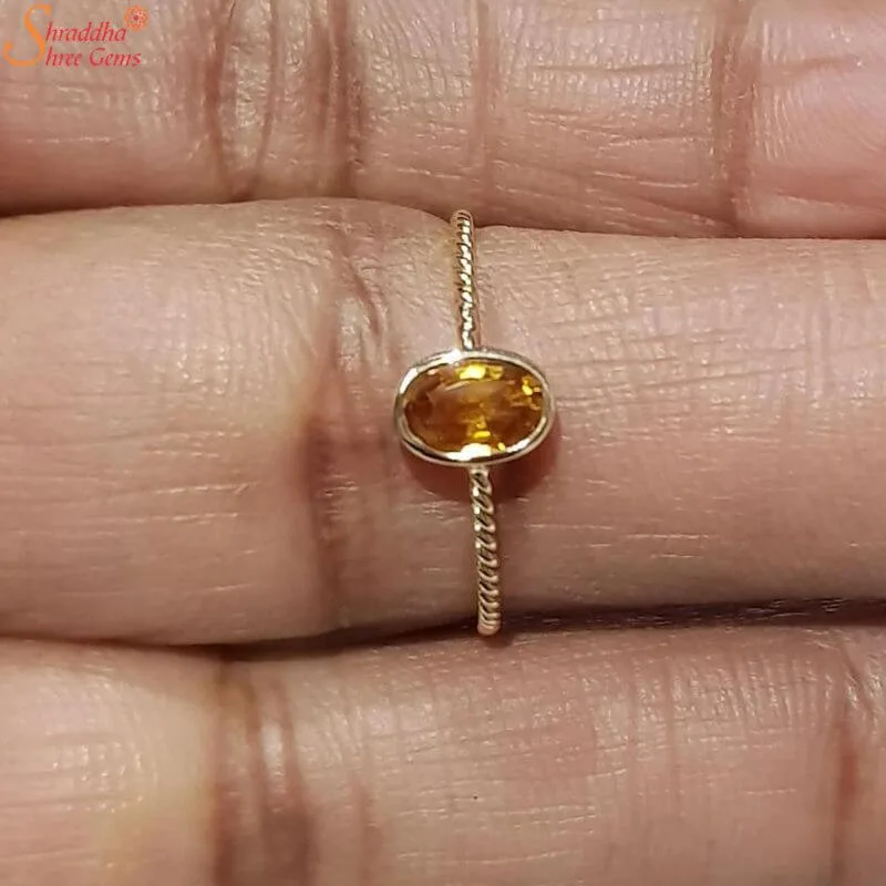 yellow sapphire gemstone ring in panchdhatu