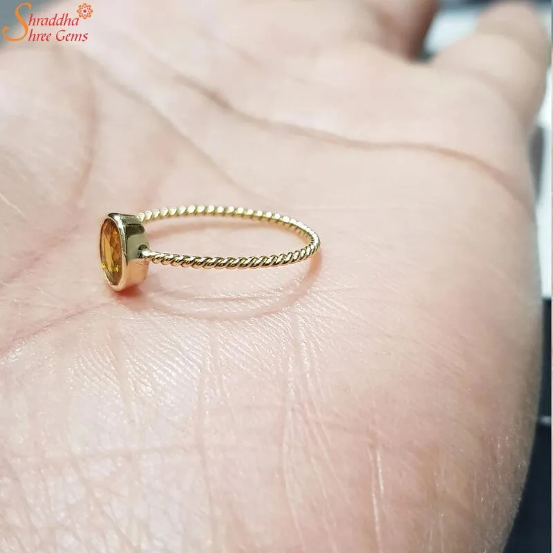 yellow sapphire gemstone ring in panchdhatu