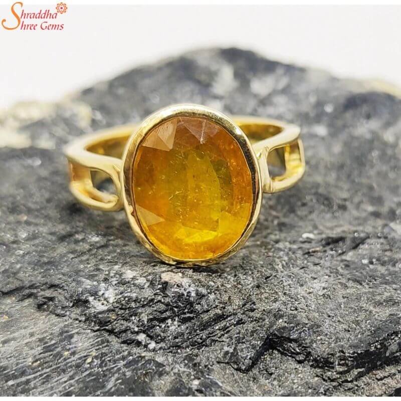 Natural Ceylon Yellow Sapphire With Original Blue Sapphire Stone Ring For  Mens | eBay