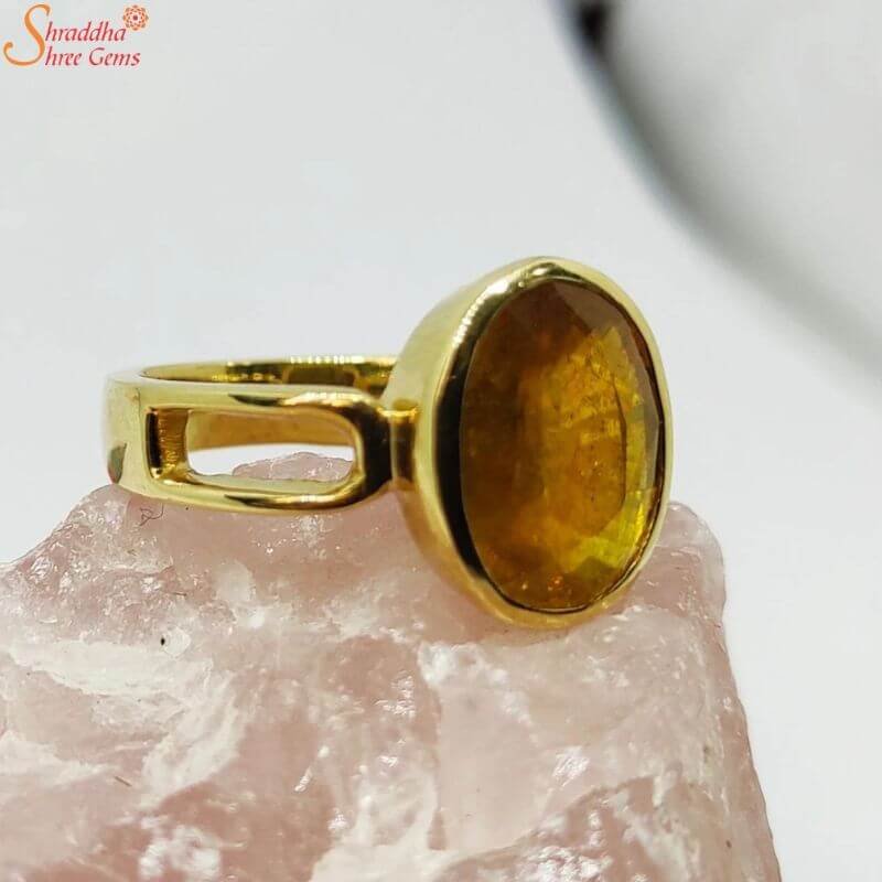 Pukhraj Ring In Panchdhatu | Yellow Sapphire Ring In Panchdhatu