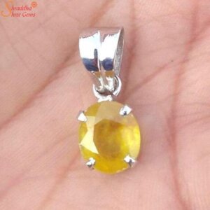 Yellow Sapphire Pendant, Pukhraj Necklace