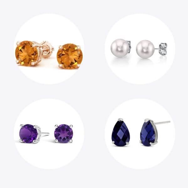 gemstone earring tops