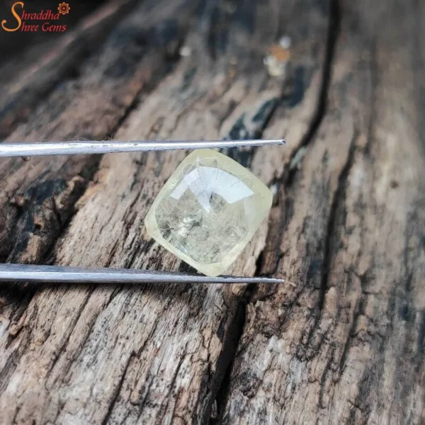 certified cushion shape yellow sapphire ring