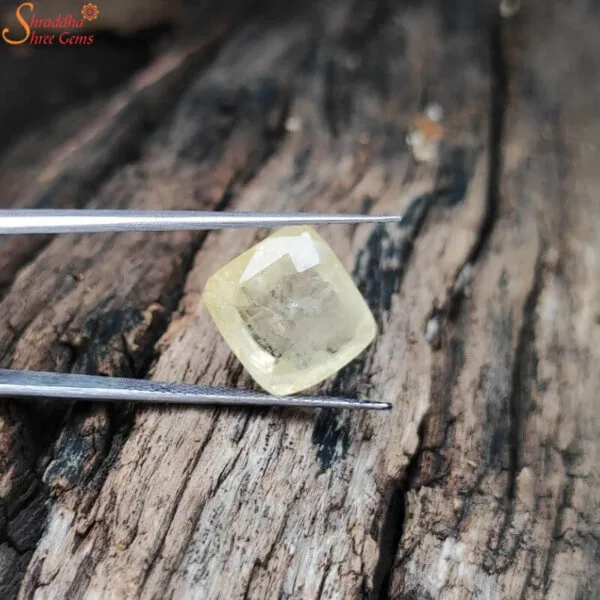 certified cushion shape yellow sapphire ring