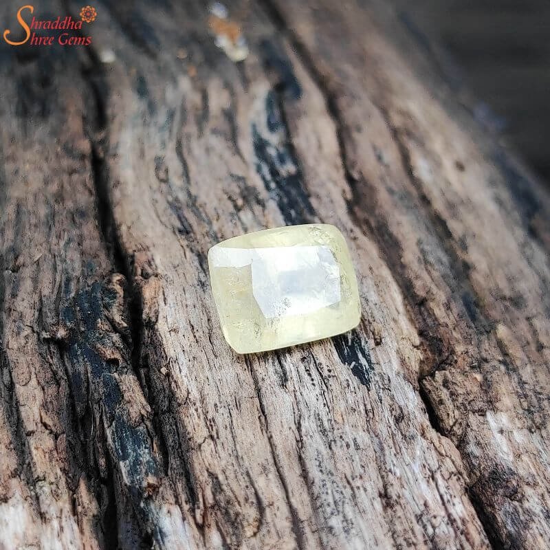 Natural White Ceylon Sapphire Pukhraj Stone Silver 925 Ring Real