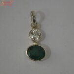 emerald pendant with natural zircon