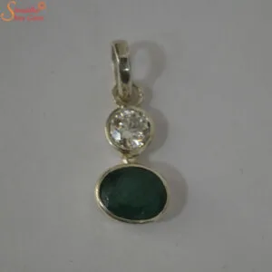 emerald pendant with natural zircon