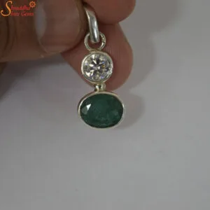 emerald pendant with natural zircon