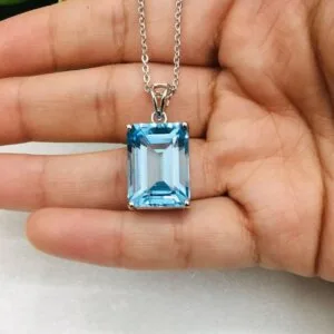 natural blue topaz pendant