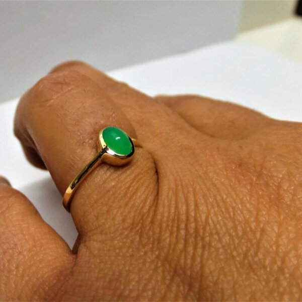 natural green jade gemstone ring