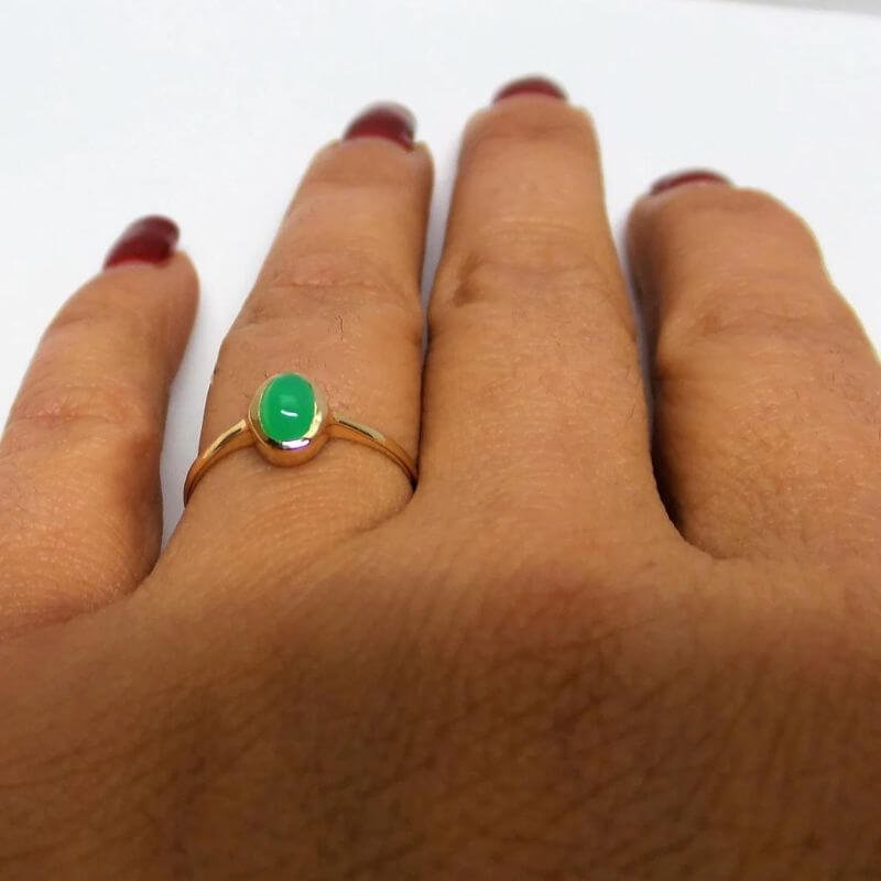 Natural Green Jade Gemstone Ring