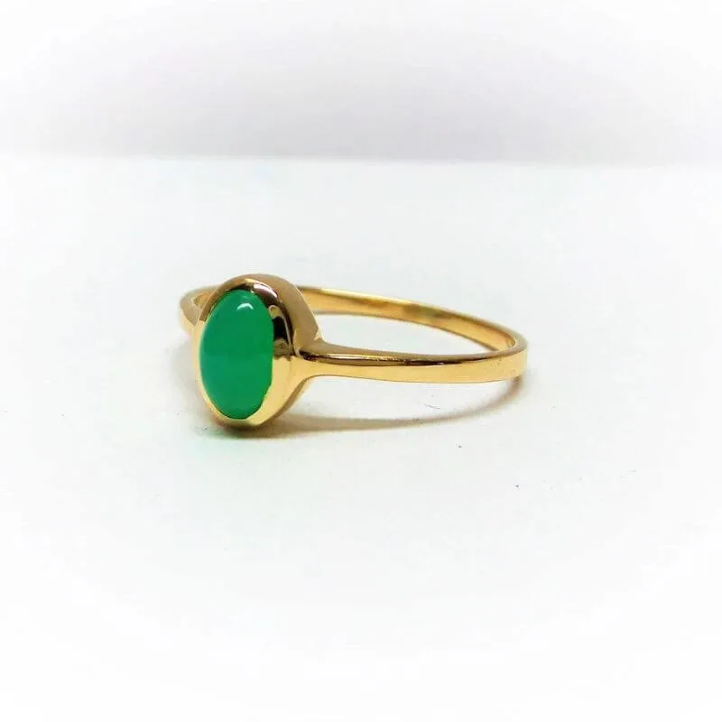 natural green jade gemstone ring