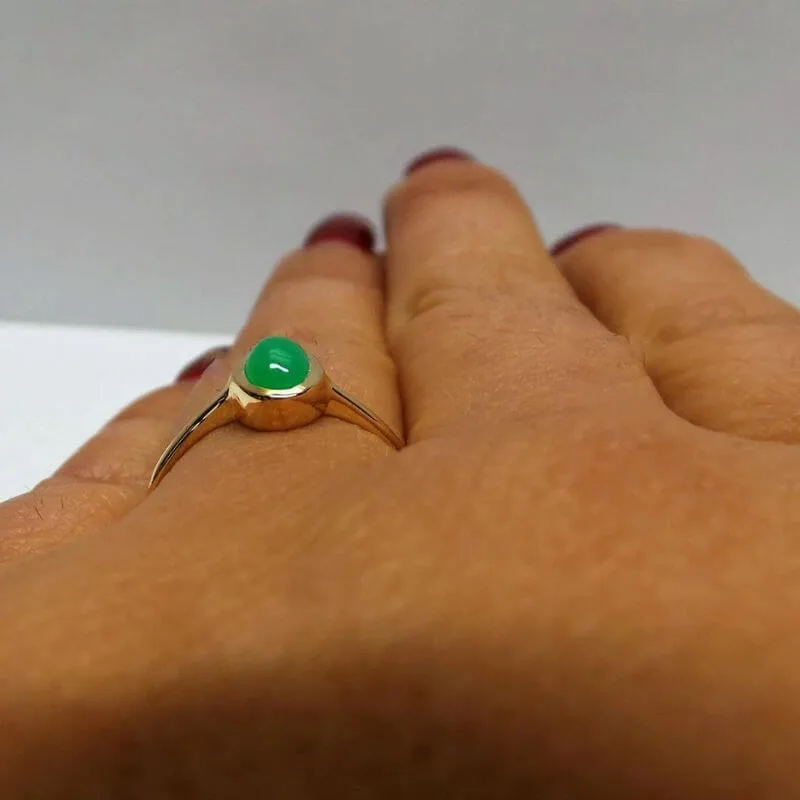 natural green jade gemstone ring