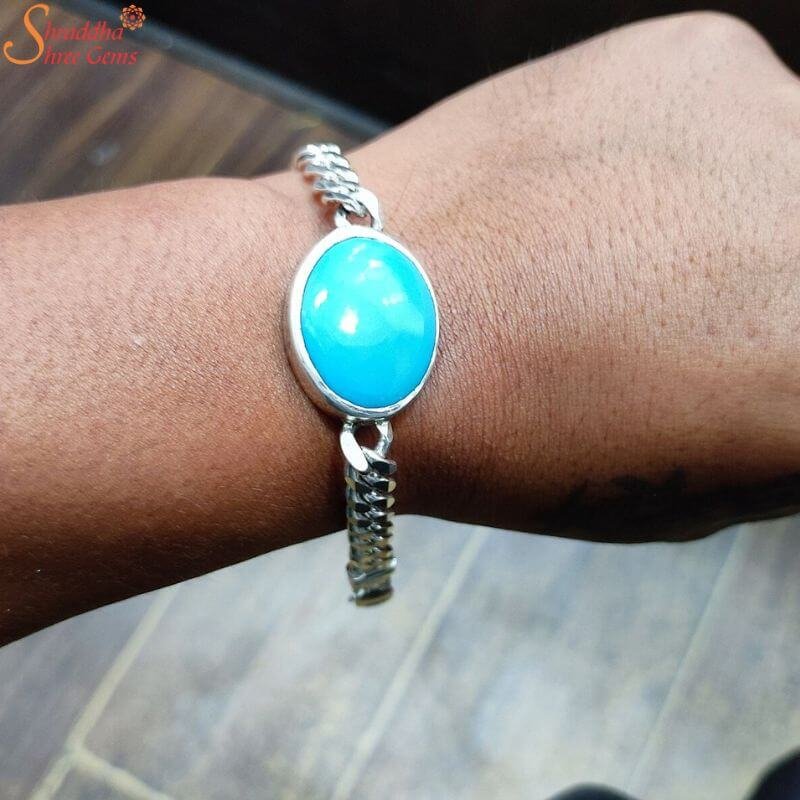 Natural Turquoise Bracelet Firoza Gemstone Bracelet  Shraddha Shree Gems