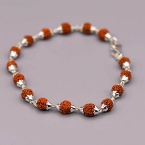 Sterling Silver Natural Rudraksha Beads Bracelet
