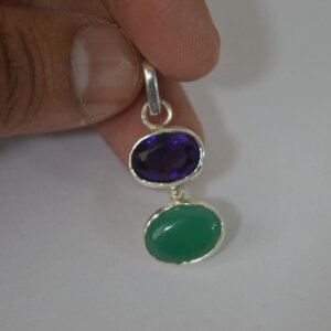 yellow sapphire and green onyx gemstone pendant