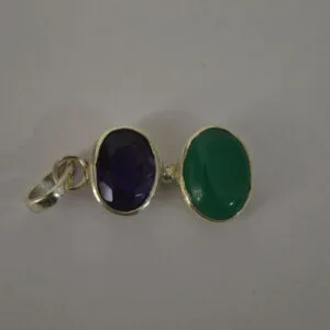 yellow sapphire and green onyx gemstone pendant