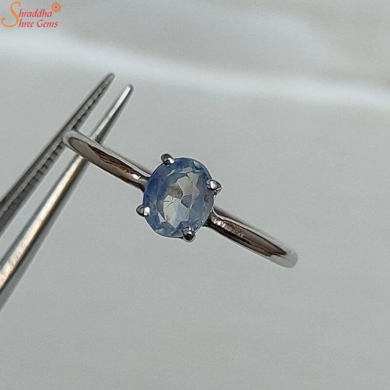 Natural Oval Blue Sapphire Gemstone Ring, Ceylon Neelam Ring