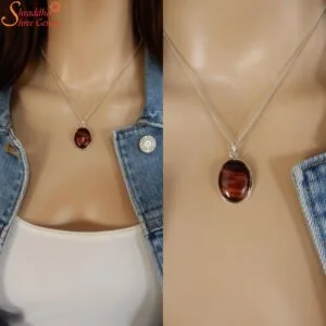 cats eye silver pendant