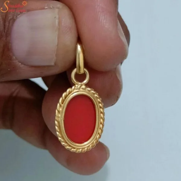 coral panchdhatu pendant