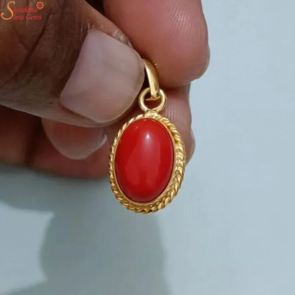 coral panchdhatu pendant