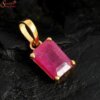 emerald shape ruby gemstone pendant