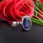 oval blue sapphire silver ring