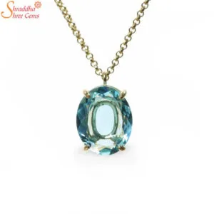 oval blue topaz pendant