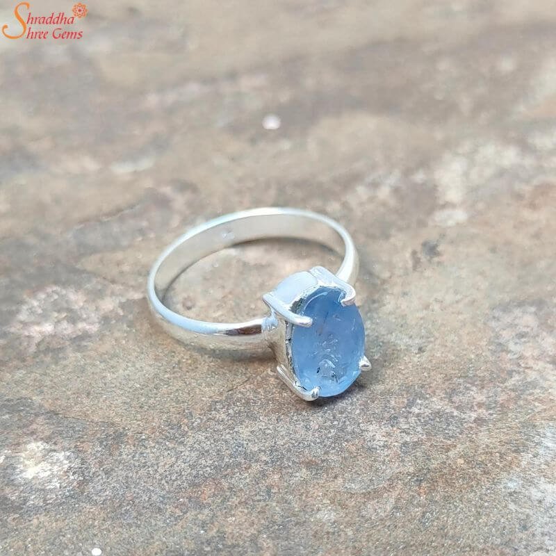 Round Light Ocean Blue Sapphire Ring | Blue opal ring, Blue engagement ring,  Blue diamond ring