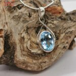oval cut blue topaz pendant