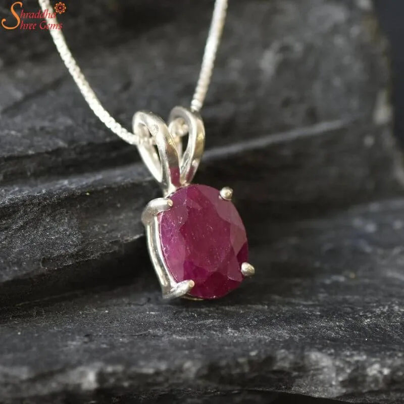 oval ruby gemstone pendant